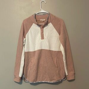 Maurices Pink and White Quilted Pullover Sweatshirt